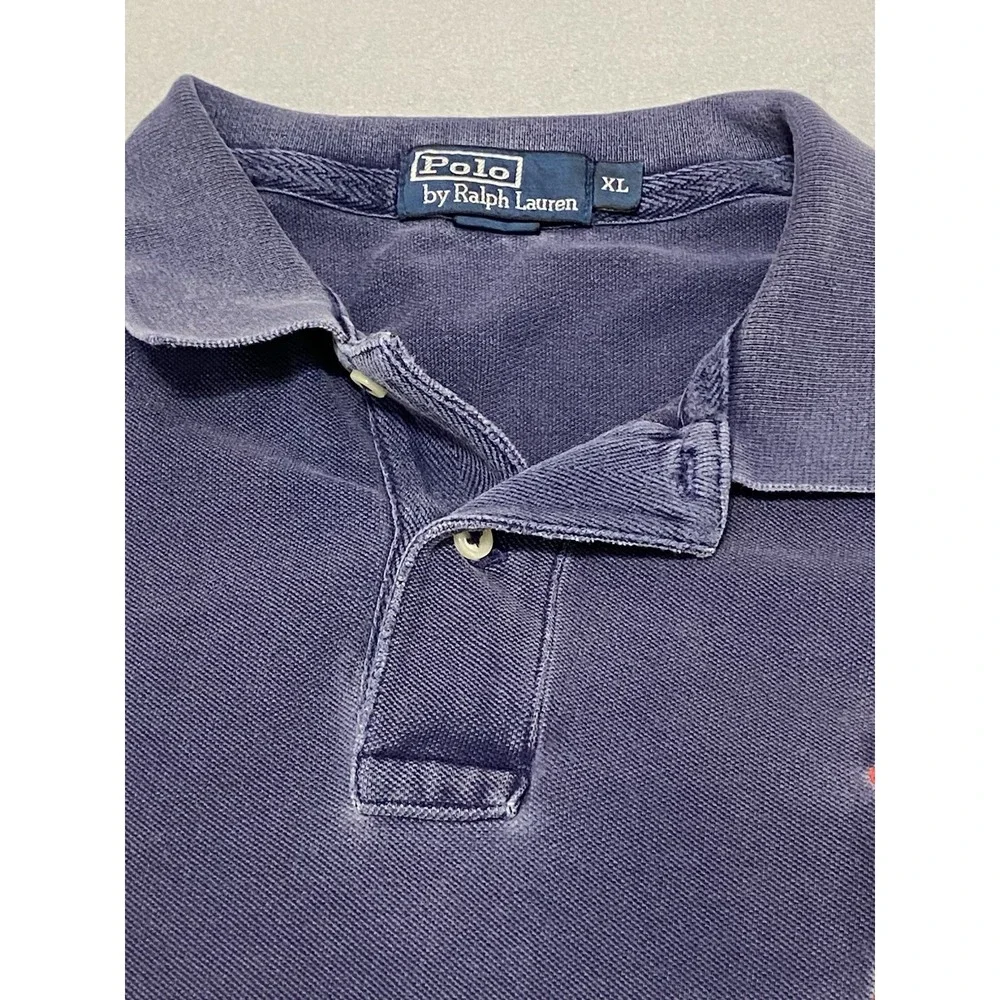 Polo Ralph Lauren Polo Shirt Mens XL Navy Blue Cotton Big RedPony Rugby USA Flag
